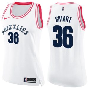 elite Grizzlies #36 Marcus Smart White/Pink Women's NBA Swingman Fashion Jersey