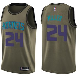 customized Hornets #24 Brandon Miller Green Salute to Service NBA Swingman Jersey