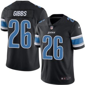 lions #26 jahmyr gibbs black men's stitched nfl limited rush wholesale jersey