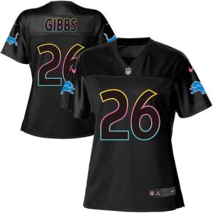 authentic Lions #26 Jahmyr Gibbs Black Women's NFL Fashion Game Jersey