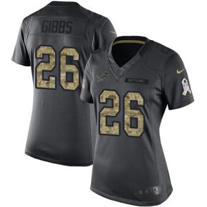 Lions #26 Jahmyr Gibbs Black Women's Stitched NFL Limited 2024 Salute to Service Jersey