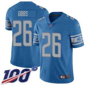 Lions #26 Jahmyr Gibbs Blue Team Color Men's Stitched NFL 100th Season Vapor Untouchable Limited Jersey