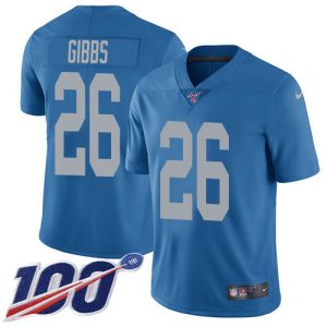 Lions #26 Jahmyr Gibbs Blue Throwback Men's Stitched NFL 100th Season Vapor Untouchable Limited Jersey