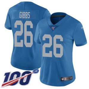 Lions #26 Jahmyr Gibbs Blue Throwback Women's Stitched NFL 100th Season Vapor Untouchable Limited Jersey