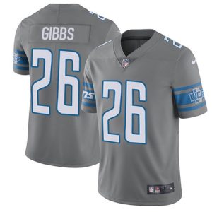 cheap Lions #26 Jahmyr Gibbs Gray Men's Stitched NFL Limited Rush Jersey