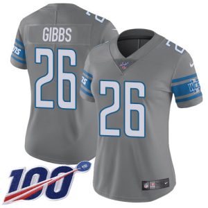 Lions #26 Jahmyr Gibbs Gray Women's Stitched NFL Limited Rush 100th Season Jersey