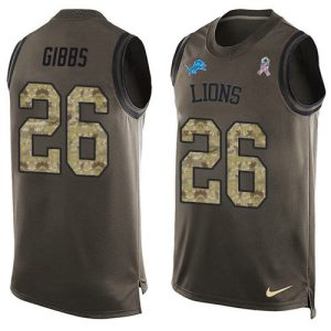 Lions #26 Jahmyr Gibbs Green Men's Stitched NFL Limited Salute To Service Tank Top Jersey