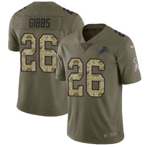 lions #26 jahmyr gibbs olive/camo men's stitched nfl limited 2024 salute to service wholesale jersey