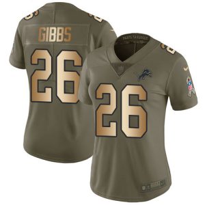 lions #26 jahmyr gibbs olive/gold women's stitched nfl limited 2024 salute to service cheap jersey