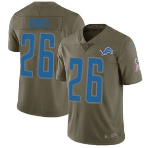 Lions #26 Jahmyr Gibbs Olive Men's Stitched NFL Limited 2024 Salute To Service Jersey