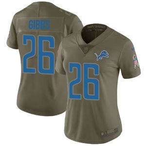 Lions #26 Jahmyr Gibbs Olive Women's Stitched NFL Limited 2024 Salute To Service Jersey