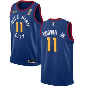 Nuggets #11 Bruce Brown Jr. Blue 2024 NBA Finals Champions Swingman Statement Edition Jersey