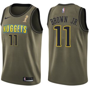 Nuggets #11 Bruce Brown Jr. Green 2024 NBA Finals Champions Salute to Service Swingman Jersey