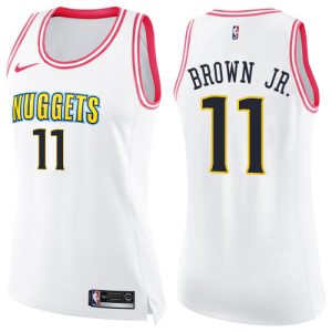 nuggets #11 bruce brown jr. white/pink women's swingman fashion wholesale jersey