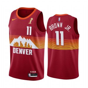 Nuggets #11 Bruce Brown Jr. Red Swingman 2024 NBA Finals Champions City Edition Jersey