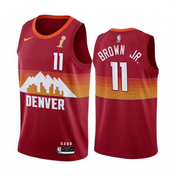 customized Nuggets #11 Bruce Brown Jr. Red Swingman Women's 2024 NBA Finals Champions City Edition Jersey