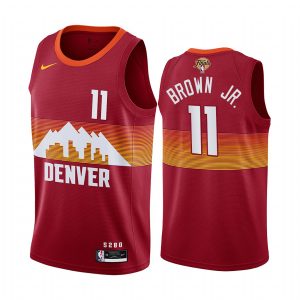 cheap Nuggets #11 Bruce Brown Jr. Red Swingman Youth 2024 NBA Finals Patch City Edition Jersey