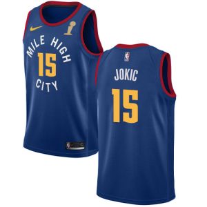 Nuggets #15 Nikola Jokic Blue 2024 NBA Finals Champions Swingman Statement Edition Jersey