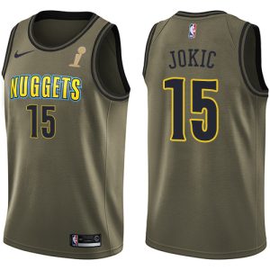 Nuggets #15 Nikola Jokic Green 2024 NBA Finals Champions Salute to Service Swingman Jersey