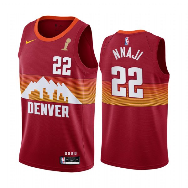 Nuggets #22 Zeke Nnaji Red Swingman Women's 2024 NBA Finals Champions City Edition Jersey