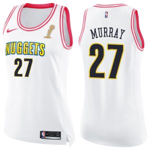 Nuggets #27 Jamal Murray White/Pink Women's 2024 NBA Finals Champions Swingman Fashion Jersey