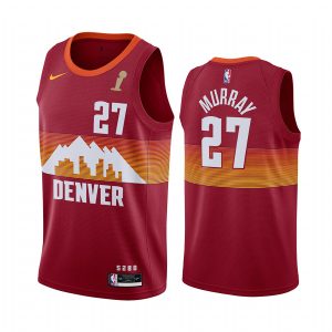 Nuggets #27 Jamal Murray Red Swingman Women's 2024 NBA Finals Champions City Edition Jersey