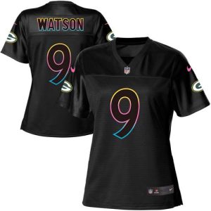 wholesale Packers #9 Christian Watson Black Women's NFL Fashion Game Jersey