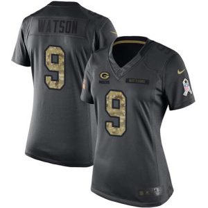 Packers #9 Christian Watson Black Women's Stitched NFL Limited 2024 Salute to Service Jersey