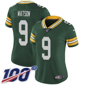 Packers #9 Christian Watson Green Team Color Women's Stitched NFL 100th Season Vapor Untouchable Limited Jersey