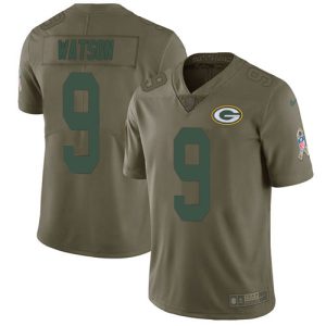 customized Packers #9 Christian Watson Olive Men's Stitched NFL Limited 2024 Salute To Service Jersey