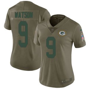 cheap Packers #9 Christian Watson Olive Women's Stitched NFL Limited 2024 Salute To Service Jersey