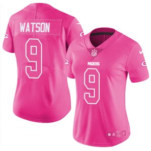 packers #9 christian watson pink wowomen's stitched nfl limited rush fashion wholesale jersey