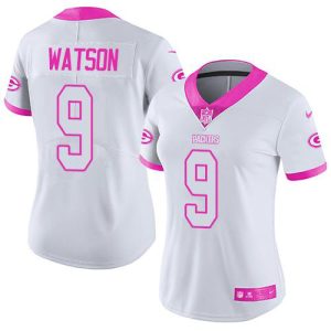 wholesale Packers #9 Christian Watson White/Pink WoWomen's Stitched NFL Limited Rush Fashion Jersey