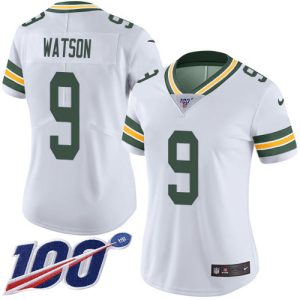 Packers #9 Christian Watson White Women's Stitched NFL 100th Season Vapor Untouchable Limited Jersey