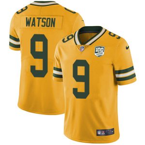 packers #9 christian watson yellow men's 100th season stitched nfl limited rush cheap jersey