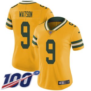 Packers #9 Christian Watson Yellow Women's Stitched NFL Limited Rush Jersey