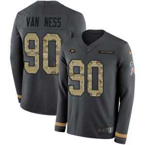 wholesale Packers #90 Lukas Van Ness Anthracite Salute to Service Men's Stitched NFL Limited Therma Long Sleeve Jersey