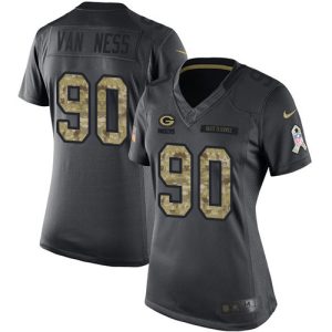 packers #90 lukas van ness black women's stitched nfl limited 2024 salute to service wholesale jersey