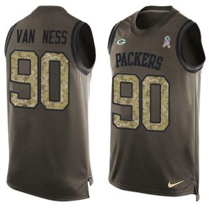 youth Packers #90 Lukas Van Ness Green Men's Stitched NFL Limited Salute To Service Tank Top Jersey