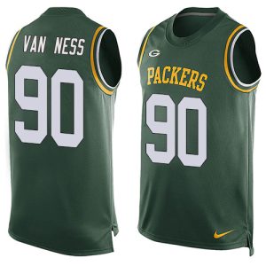 packers #90 lukas van ness green team color men's stitched nfl limited tank top customized jersey