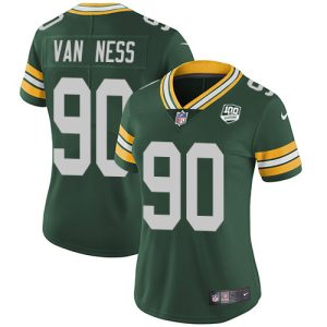 Packers #90 Lukas Van Ness Green Team Color Women's 100th Season Stitched NFL Vapor Untouchable Limited Jersey