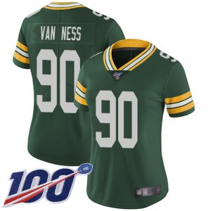 wholesale Packers #90 Lukas Van Ness Green Team Color Women's Stitched NFL 100th Season Vapor Untouchable Limited Jersey