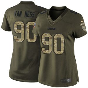 Packers #90 Lukas Van Ness Green Women's Stitched NFL Limited 2024 Salute to Service Jersey