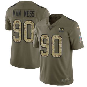 wholesale Packers #90 Lukas Van Ness Olive/Camo Men's Stitched NFL Limited 2024 Salute To Service Jersey