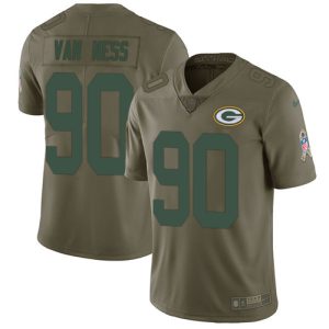 Packers #90 Lukas Van Ness Olive Men's Stitched NFL Limited 2024 Salute To Service Jersey