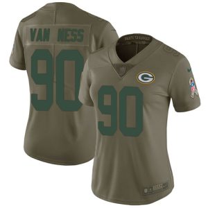 Packers #90 Lukas Van Ness Olive Women's Stitched NFL Limited 2024 Salute To Service Jersey