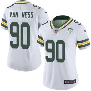 Packers #90 Lukas Van Ness White Women's 100th Season Stitched NFL Vapor Untouchable Limited Jersey