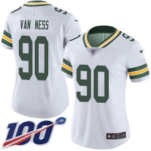 wholesale Packers #90 Lukas Van Ness White Women's Stitched NFL 100th Season Vapor Untouchable Limited Jersey