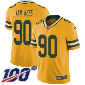 packers #90 lukas van ness yellow men's stitched nfl limited rush 100th season cheap jersey