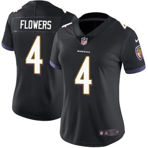 Ravens #4 Zay Flowers Black Alternate Women's Stitched NFL Vapor Untouchable Limited Jersey